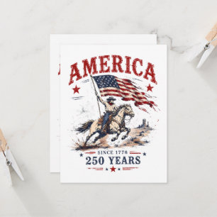 250 Jahre Amerika 1776 2026 Patriotischer Cowboy Einladung