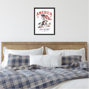 250 Jahre Amerika 1776 2026 Patriotischer Cowboy Leinwanddruck