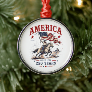 250 Jahre Amerika 1776 2026 Patriotischer Cowboy Ornament Aus Metall