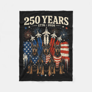 250 Jahre Amerika Dobermann Pinscher Patriotisch U Fleecedecke