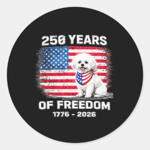 250 Jahre Amerika-Jubiläum Bichon Frise 250. Jubil Runder Aufkleber