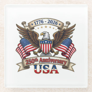250 Jahre Amerikanisch 250. 4. Juli Jubiläum 1 Glasuntersetzer