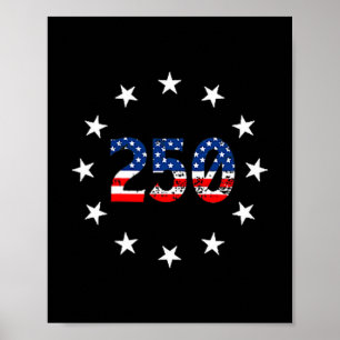 250 Jahre amerikanisch 250. Jubiläum USA-Flagge 4. Poster