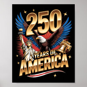 250 Jahre Amerikanische 250. Jubiläum US USA Flagg Poster