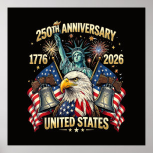 250 Jahre Amerikanisches Jubiläum 1776-2026 USA-Fl Poster