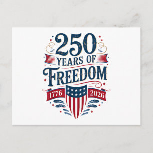 250 Jahre Freiheit 1776 2026 4. Juli 250. Geburtst Postkarte