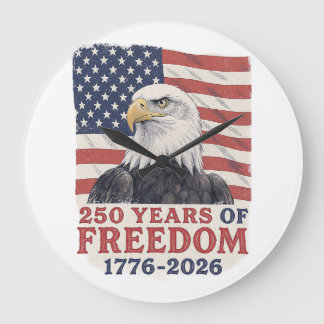 250 Jahre Freiheit 1776-2026 American Eagle Flag Große Wanduhr