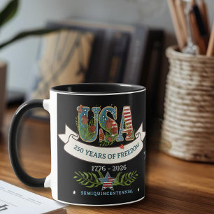 250 Jahre Freiheit Elegant Patriotisch Schwarz Tasse
