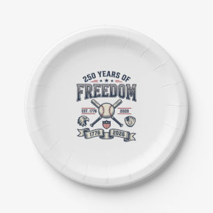 250 Jahre Freiheit Patriotisches Baseball-Design_1 Pappteller
