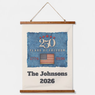 250 Jahre Freiheit - Personalisierter Wandteppich Mit Holzrahmen