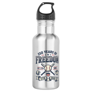 250 Jahre Freiheits-Patriotisches Baseball-Design_ Edelstahlflasche