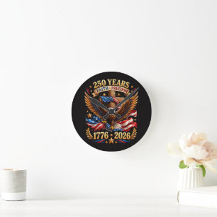 250 Jahre Glaube Freiheit Adler Patriotisch Runde Wanduhr