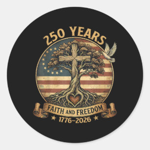 250 Jahre Glaube und Freiheit Christlich USA 250. Runder Aufkleber