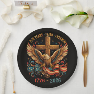 250 Jahre Glauben und Freiheit Patriotischer Adler Pappteller