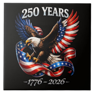 250 Jahre Jubiläum Adler Amerikanische Flagge Fliese