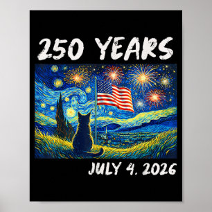 250 Jahre Katze Sternennacht 4. Juli 250. Jubiläum Poster