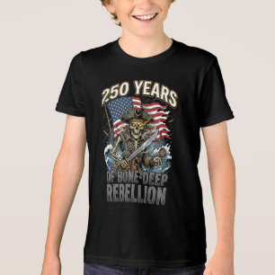 250 Jahre knochen tiefe Rebellion Skelettpirat Tri-Blend Shirt