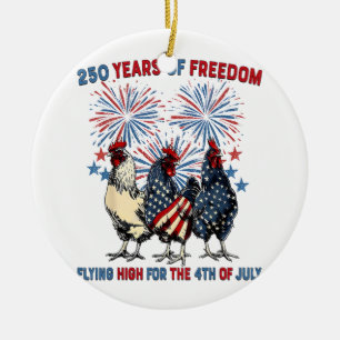 250 Jahre Lustige Hühner Fliegen Hoch Feuerwerk 4. Keramik Ornament