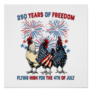 250 Jahre Lustige Hühner Fliegen Hoch Feuerwerk 4. Poster