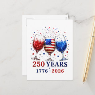 250 Jahre patriotische Weinglas-Feier Feiertagspostkarte