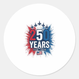250 Jahre patriotisches Jets-Jubiläums-Vektordesig Runder Aufkleber