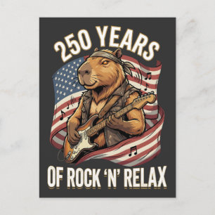 250 Jahre Rock 'N' Relax Capybara Rockstar Postkarte