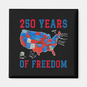 250 Jahre Sterne und Streifen - USA-KARTE Magnet