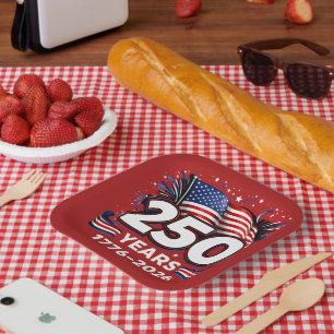 250 Jahre Unabhängigkeit Patriotisches Feuerwerk R Pappteller