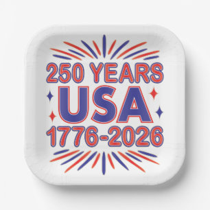 250 Jahre USA   1776-2026 Halbjahr Pappteller