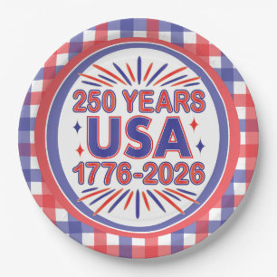 250 Jahre USA   1776-2026 Halbjahr Pappteller