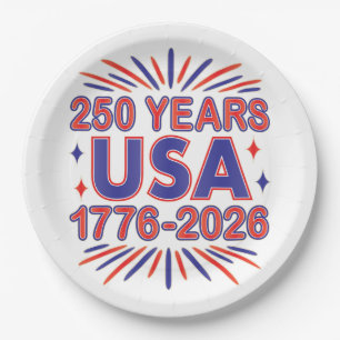 250 Jahre USA   1776-2026 Halbjahr Pappteller