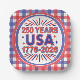 250 Jahre USA   1776-2026 Halbjahr Pappteller