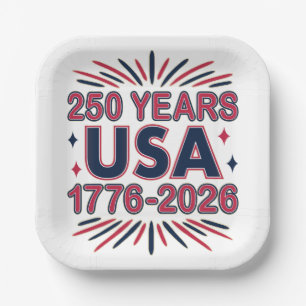 250 Jahre USA   1776-2026 Halbjahr Pappteller