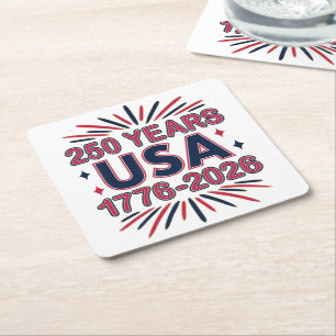 250 Jahre USA   1776-2026 Halbjahr Rechteckiger Pappuntersetzer
