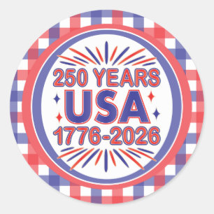 250 Jahre USA   1776-2026 Halbjahr Runder Aufkleber