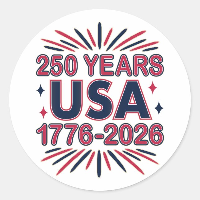 250 Jahre USA | 1776-2026 Halbjahr Runder Aufkleber (Vorderseite)