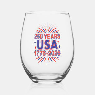250 Jahre USA 1776-2026 Halbjahr Weinglas Ohne Stiel