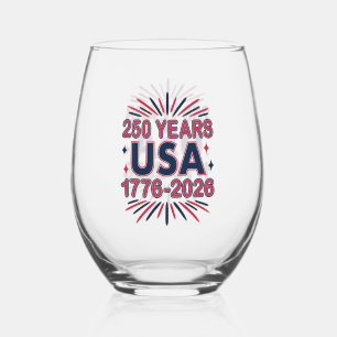 250 Jahre USA 1776-2026 Halbjahr Weinglas Ohne Stiel