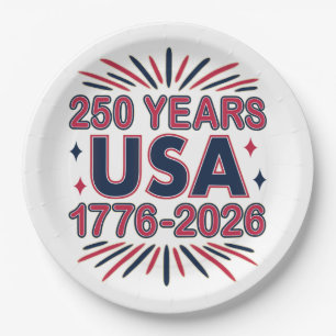 250 Jahre USA 1776–2026 Semiquincentennial Pappteller
