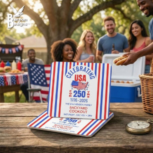 250 Jahre USA Familien BBQ am 4. Juli feiern Rechteckiger Pappuntersetzer