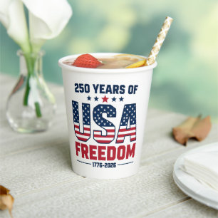 250 Jahre USA Freiheit 1776 2026 Patriotisch Pappbecher