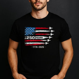 250 Jahre USA Jets Patriotisches Rot Weiß Blau T-Shirt
