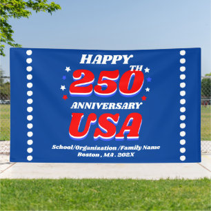 250 Jahre USA Patriotische Bearbeitbare Feierdekor Banner