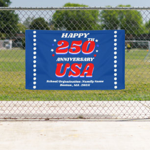 250 Jahre USA Patriotische Bearbeitbare Feierdekor Banner