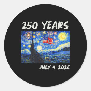 250 Jahre Van Gogh Sternennacht 250. Jubiläum Runder Aufkleber