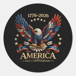250-Jahres-Jubiläum American Eagle 1776-2026 Runder Aufkleber