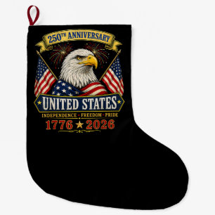 250. Jahrestag USA 4. Juli patriotisch Großer Weihnachtsstrumpf