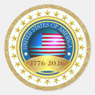 250. Jahrestag USA Patriotisch   1776–2026 Runder Aufkleber