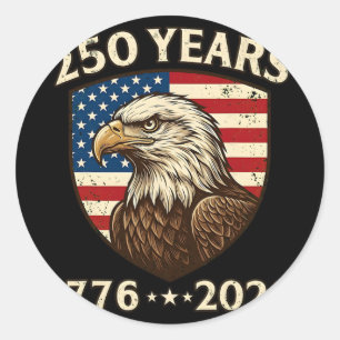 250 Jahrestag USA Patriotischer Adler 250. 4. Juli Runder Aufkleber