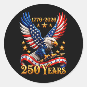 250 Jahrestag USA Patriotischer Adler 250. 4. Runder Aufkleber